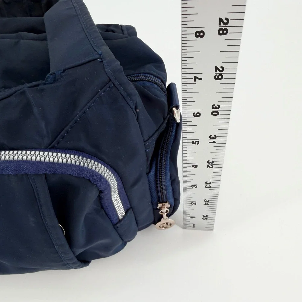 Jielshi Light Life Navy Blue Nylon Multi Pocket Shoulder Handbag Satchel
